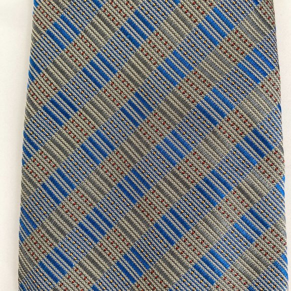 Hermès Paris Blue Check Pattern Silk Tie for Men - Picture 7 of 9